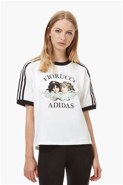 adidas originals x fiorucci three stripe angel t-shirt in white